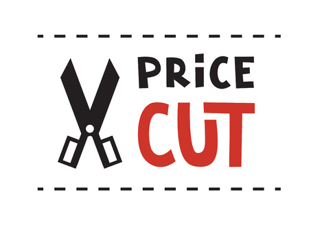 Scissors and Price cut logo. Vector illustration.のイラスト素材
