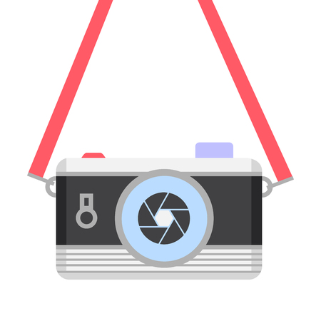 Retro style digital camera logo or icon, vector.のイラスト素材