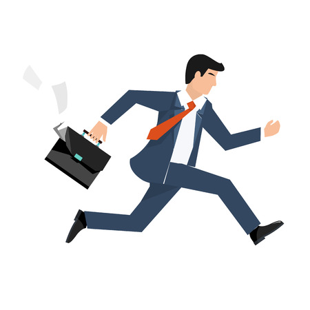 Flat style vector illustration of a businessman running, business conceptのイラスト素材