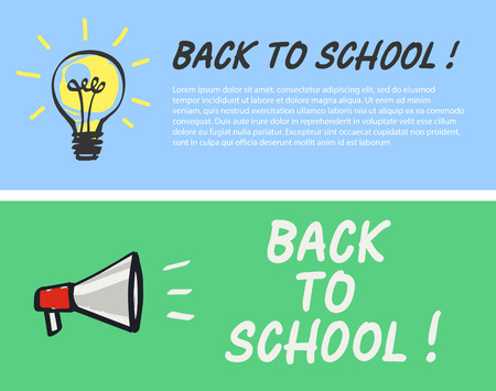 Back to school  with light bulb and megaphone. Vector illustration.のイラスト素材