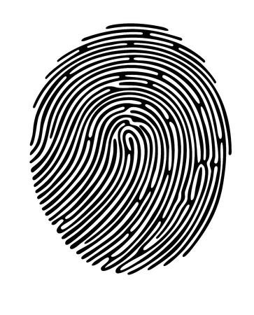 Black fingerprint shape, secure identification. Vector illustration.のイラスト素材