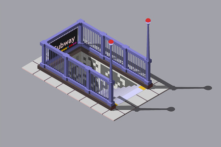 Entrance to underground metro station, vector isometric illustrationのイラスト素材