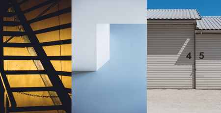 Set of three urban architecture background. Architectural exterior detailsの写真素材