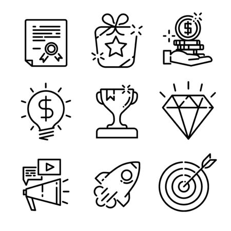Simple Set of Marketing Related Line Iconsのイラスト素材