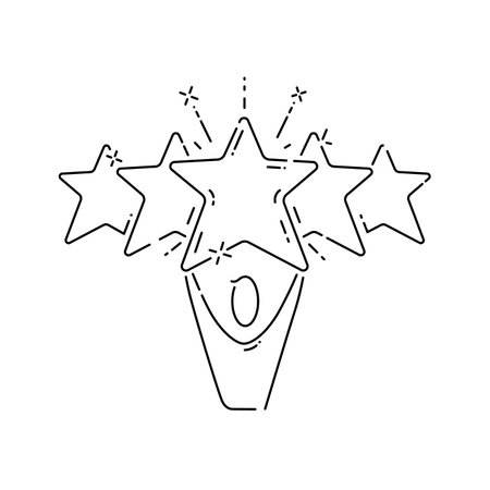 Concept of five stars feedback, best rating, customer positive review. Vector illustration.のイラスト素材