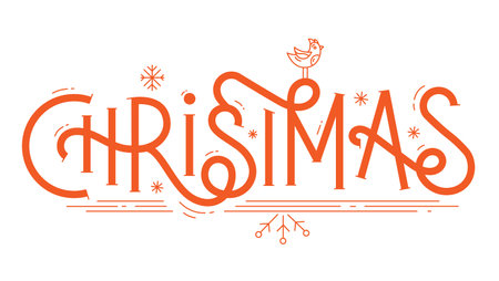 Merry christmas hand lettering for winter holiday design, vector illustrationのイラスト素材