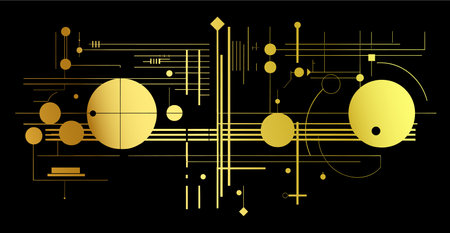 Digital technology background, golden circuit board scheme style. Vector illustrationのイラスト素材