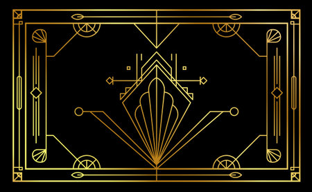 Gold geometric art deco style line art. Vector illustrationのイラスト素材