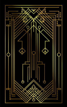 Gold geometric art deco style line art. Vector illustrationのイラスト素材