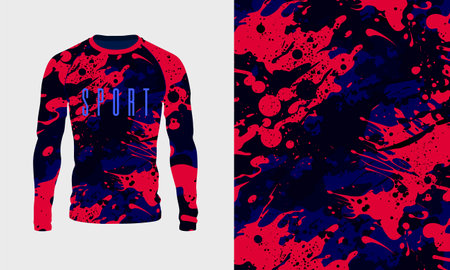 Long sleeve jersey red blue black grunge texture for extreme sportwear, racing, cycling, football, motocross, travel. Vector background.のイラスト素材