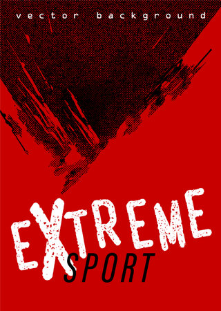 Extreme sport vertical grunge backdrop with halftone dots effect. Vector illustrationのイラスト素材
