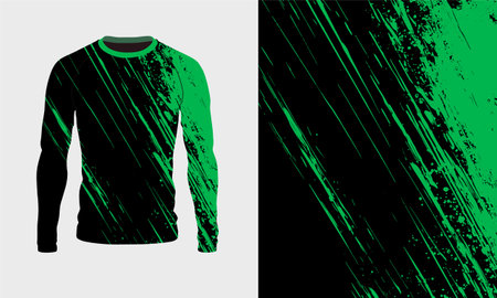 Long sleeve jersey green grunge texture for extreme sport, racing, gym, cycling, training, motocross, travel. Vector backdropのイラスト素材