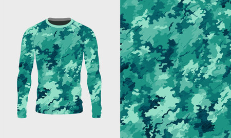 Long sleeve jersey camo texture for hunting, extreme sport, racing, cycling, training, motocross, travel. Vector backdropのイラスト素材