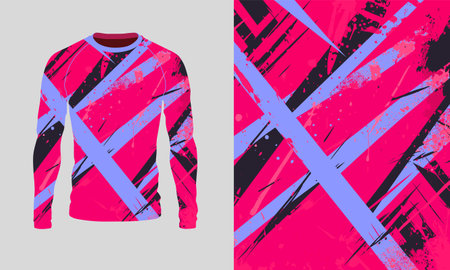 Long sleeve jersey red blue black grunge texture for extreme sportwear, racing, cycling, football, motocross, travel. Vector background.のイラスト素材