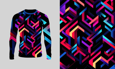 Long sleeve jersey geometric texture for extreme sport, racing, gym, cycling, training, motocross, travel. Vector backdropのイラスト素材