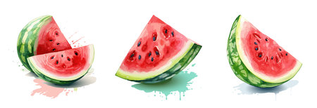 Watermelon, watercolor painting style illustration. Vector set.のイラスト素材