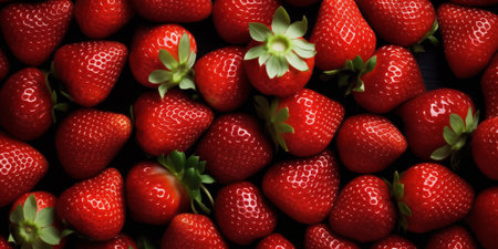 Fresh ripe Strawberry background top view. Generative AIの素材