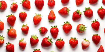 Fresh ripe Strawberry background top view. Generative AIの素材