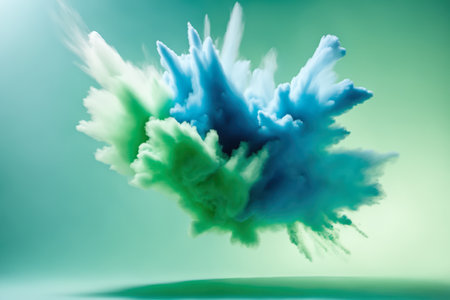 Green blue smoke cloud. Generative AIの素材