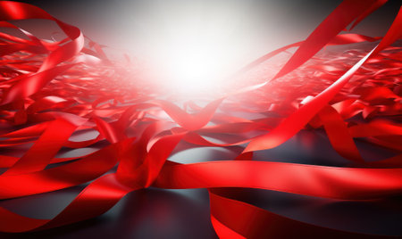 Shiny red ribbons background. Event backdrop. Generative AIの素材