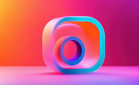 Trendy background with translucent geometric gradient objects. Retro-futuristic style, bright colors. Generative aiの素材