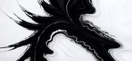Abstract black and white Fluid art. Ink in the water. Generative AIの素材