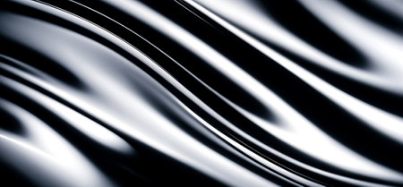 Abstract trendy wavy background, smooth gradient with glossy reflective surface.の素材