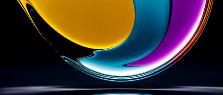 Colorful chromatic glass wavy background, smooth gradient with glossy reflective surface.の素材