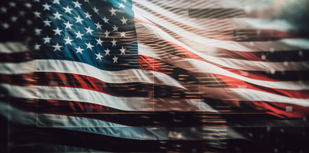 USA national flag. 4th of July, Independence Day banner.の素材