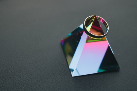 ring on a crystal pyramidの写真素材