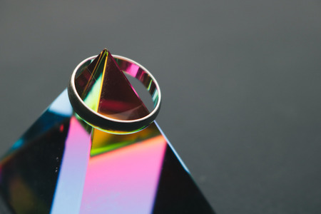 ring on a crystal pyramidの写真素材