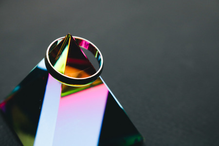 ring on a crystal pyramidの写真素材