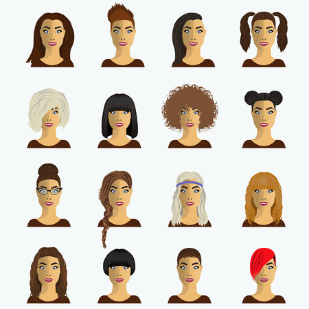 illustration hairstyles for womenのイラスト素材