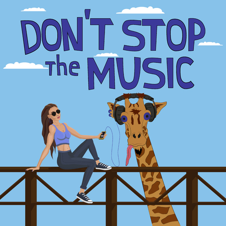 illustration Girl with giraffeのイラスト素材