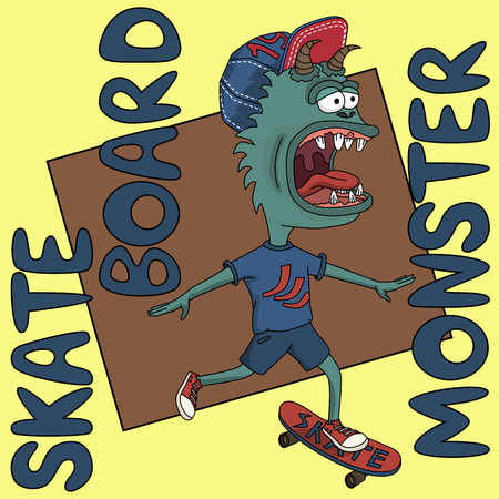 illustration skate board monsterのイラスト素材