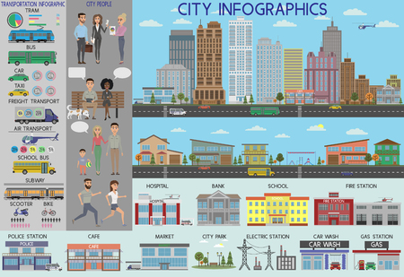 city infographic set. 
create your infographic.のイラスト素材