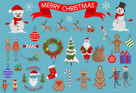 ?hristmas elements set. vector illustration.のイラスト素材