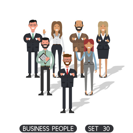 Business people set 30, working people on white background. Business team work. Flat design people characters.のイラスト素材