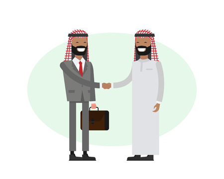 Handshake. Muslim Arabic Business people flatのイラスト素材