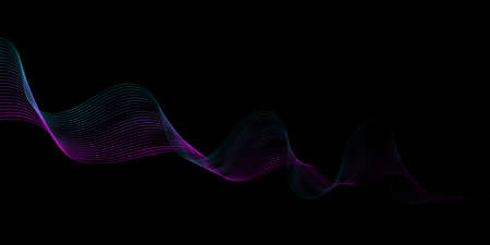 modern abstract wave lines on black background vectorのイラスト素材