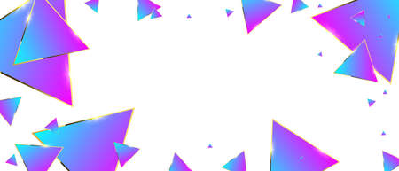Abstract pattern of blue-pink luxury triangles with gold on a white background. Vector EPS 10