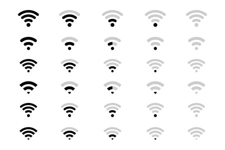 Wireless and wifi icon. signal symbol. Internet Connection. Remote internet access collection - stock vector.のイラスト素材