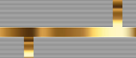 Black geometric horizontal and vertical lines with gold insert modern abstract background vector...