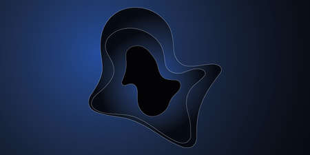Abstract cut shape on Blue backdrop. Blue design element for holiday banner, poster. Paper cut...