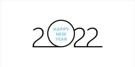 2022 Happy New Year   text design. 2022 number design template. Vector illustration with black and blue labels isolated on white background.のイラスト素材