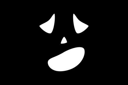 Halloween white face emotion vector illustration isolated on black background. Print for t-shirts or backgrounds, wallpaper, pictures etc.のイラスト素材