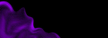 Abstract wavy lines on black background. Modern backdrop
