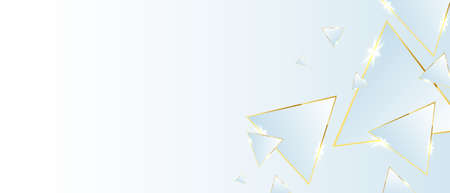 Abstract triangles pattern luxury soft blue background with gold.