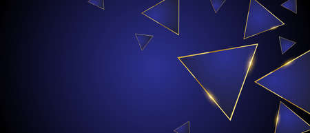 Abstract triangles pattern luxury dark blue with gold vector background