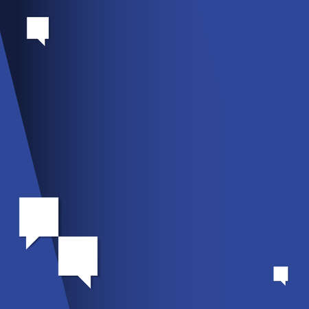 Modern dark blue geometric shapes background with square speech bubbles. Background with empty place...